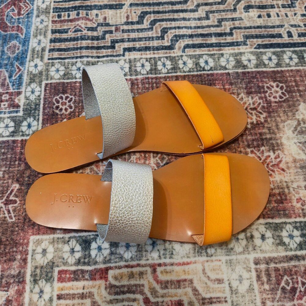 NWOT J. Crew 2 Strap Sandals Silver & Brown